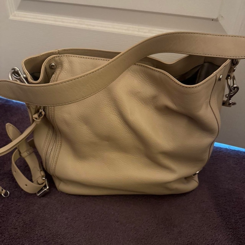 Cream Leather Shoulder Bag